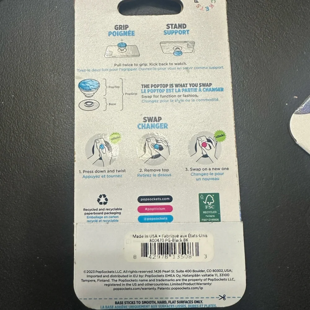 Popsockets Black Adhesive Pop Grip